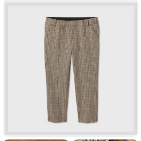 Ava & Viv Brown Checker Board Plaid Stretchy Pants Sz 22W - Picture 1 of 11